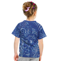 New Zealand Sea Animals Kid T Shirt with Maori Koru Tribal Tattoo and Silver Ferns Aquatic Style