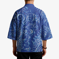 New Zealand Sea Animals Kimono with Maori Koru Tribal Tattoo and Silver Ferns Aquatic Style