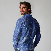 New Zealand Sea Animals Long Sleeve Polo Shirt with Maori Koru Tribal Tattoo and Silver Ferns Aquatic Style LT03 - Polynesian Pride