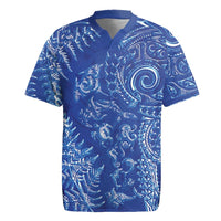 New Zealand Sea Animals Rugby Jersey with Maori Koru Tribal Tattoo and Silver Ferns Aquatic Style