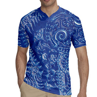 New Zealand Sea Animals Rugby Jersey with Maori Koru Tribal Tattoo and Silver Ferns Aquatic Style