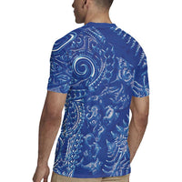 New Zealand Sea Animals Rugby Jersey with Maori Koru Tribal Tattoo and Silver Ferns Aquatic Style