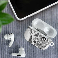 New Zealand Sea Animals AirPods Case with Maori Koru Tribal Tattoo and Silver Ferns White Color