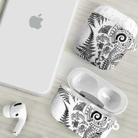 New Zealand Sea Animals AirPods Case with Maori Koru Tribal Tattoo and Silver Ferns White Color