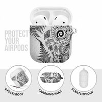 New Zealand Sea Animals AirPods Case with Maori Koru Tribal Tattoo and Silver Ferns White Color
