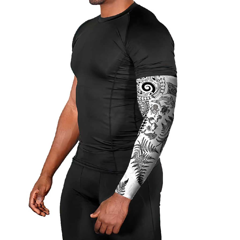 New Zealand Sea Animals Arm Sleeves with Maori Koru Tribal Tattoo and Silver Ferns White Color