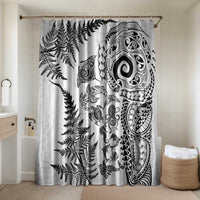 New Zealand Sea Animals Bathroom Set with Maori Koru Tribal Tattoo and Silver Ferns White Color