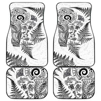 New Zealand Sea Animals Car Mats with Maori Koru Tribal Tattoo and Silver Ferns White Color