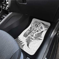 New Zealand Sea Animals Car Mats with Maori Koru Tribal Tattoo and Silver Ferns White Color
