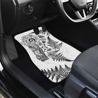 New Zealand Sea Animals Car Mats with Maori Koru Tribal Tattoo and Silver Ferns White Color