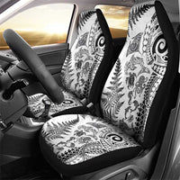 New Zealand Sea Animals Car Seat Cover with Maori Koru Tribal Tattoo and Silver Ferns White Color
