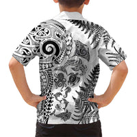 New Zealand Sea Animals Family Matching Puletasi and Hawaiian Shirt with Maori Koru Tribal Tattoo and Silver Ferns White Color LT03 - Polynesian Pride