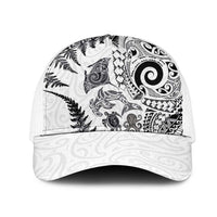 New Zealand Sea Animals Mesh Trucker Cap with Maori Koru Tribal Tattoo and Silver Ferns White Color LT03 One Size White White - Polynesian Pride