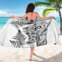 New Zealand Sea Animals Sarong with Maori Koru Tribal Tattoo and Silver Ferns White Color
