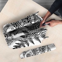 New Zealand Sea Animals Umbrella with Maori Koru Tribal Tattoo and Silver Ferns White Color