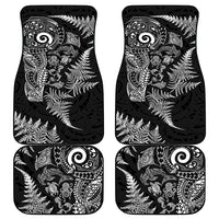 New Zealand Sea Animals Car Mats with Maori Koru Tribal Tattoo and Silver Ferns Black Color