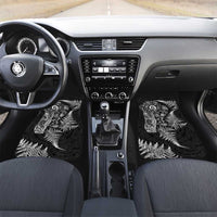 New Zealand Sea Animals Car Mats with Maori Koru Tribal Tattoo and Silver Ferns Black Color