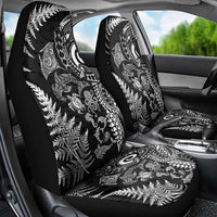 New Zealand Sea Animals Car Seat Cover with Maori Koru Tribal Tattoo and Silver Ferns Black Color LT03 - Polynesian Pride