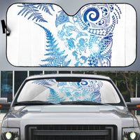 New Zealand Sea Animals Auto Sun Shade with Maori Koru Tribal Tattoo and Silver Ferns Galaxy Style