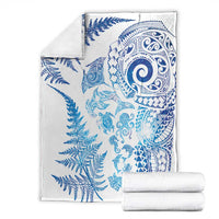 New Zealand Sea Animals Blanket with Maori Koru Tribal Tattoo and Silver Ferns Galaxy Style