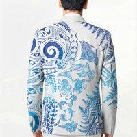 New Zealand Sea Animals Blazer with Maori Koru Tribal Tattoo and Silver Ferns Galaxy Style