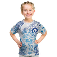 New Zealand Sea Animals Kid T Shirt with Maori Koru Tribal Tattoo and Silver Ferns Galaxy Style