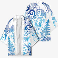 New Zealand Sea Animals Kimono with Maori Koru Tribal Tattoo and Silver Ferns Galaxy Style