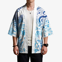 New Zealand Sea Animals Kimono with Maori Koru Tribal Tattoo and Silver Ferns Galaxy Style