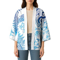 New Zealand Sea Animals Kimono with Maori Koru Tribal Tattoo and Silver Ferns Galaxy Style