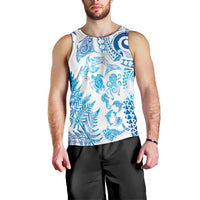 New Zealand Sea Animals Men Tank Top with Maori Koru Tribal Tattoo and Silver Ferns Galaxy Style