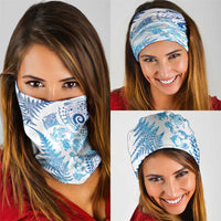 New Zealand Sea Animals Neck Gaiter with Maori Koru Tribal Tattoo and Silver Ferns Galaxy Style