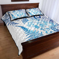 New Zealand Sea Animals Quilt Bed Set with Maori Koru Tribal Tattoo and Silver Ferns Galaxy Style