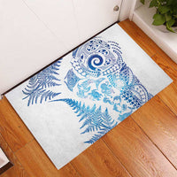 New Zealand Sea Animals Rubber Doormat with Maori Koru Tribal Tattoo and Silver Ferns Galaxy Style