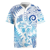 New Zealand Sea Animals Rugby Jersey with Maori Koru Tribal Tattoo and Silver Ferns Galaxy Style