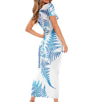 New Zealand Sea Animals Short Sleeve Bodycon Dress with Maori Koru Tribal Tattoo and Silver Ferns Galaxy Style