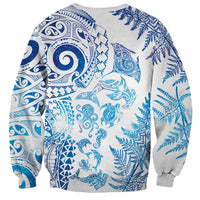 New Zealand Sea Animals Sweatshirt with Maori Koru Tribal Tattoo and Silver Ferns Galaxy Style