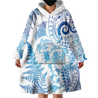 New Zealand Sea Animals Wearable Blanket Hoodie with Maori Koru Tribal Tattoo and Silver Ferns Galaxy Style LT03 - Polynesian Pride