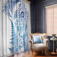 New Zealand Sea Animals Window Curtain with Maori Koru Tribal Tattoo and Silver Ferns Galaxy Style