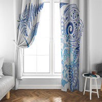 New Zealand Sea Animals Window Curtain with Maori Koru Tribal Tattoo and Silver Ferns Galaxy Style