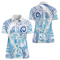 New Zealand Sea Animals Women Polo Shirt with Maori Koru Tribal Tattoo and Silver Ferns Galaxy Style