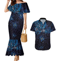 New Zealand New Year-Matariki Couples Matching Mermaid Dress and Hawaiian Shirt Aotearoa Maori Tattoo Galaxy Sky