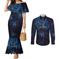 New Zealand New Year-Matariki Couples Matching Mermaid Dress and Long Sleeve Button Shirt Aotearoa Maori Tattoo Galaxy Sky