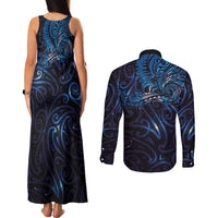 New Zealand New Year-Matariki Couples Matching Tank Maxi Dress and Long Sleeve Button Shirt Aotearoa Maori Tattoo Galaxy Sky