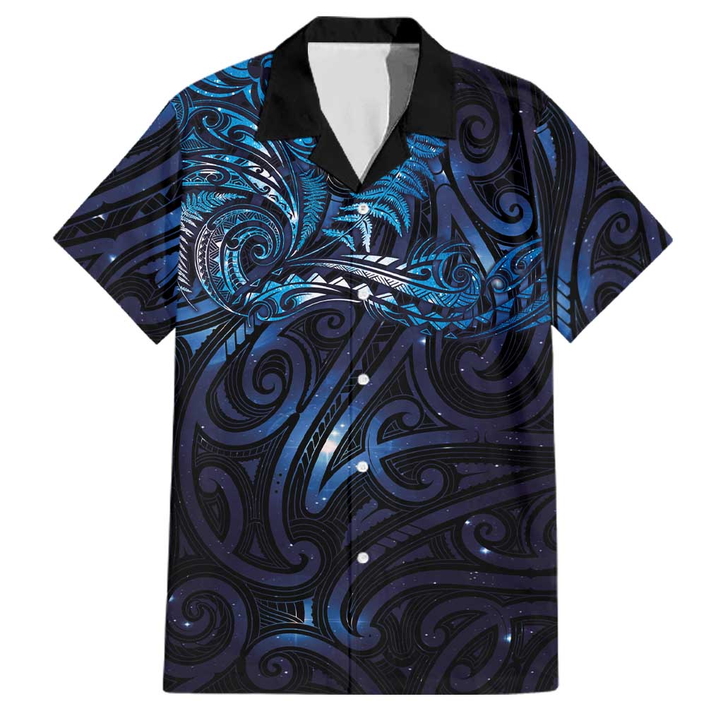 New Zealand New Year-Matariki Family Matching Mermaid Dress and Hawaiian Shirt Aotearoa Maori Tattoo Galaxy Sky LT03 Dad's Shirt - Short Sleeve Multicolor - Polynesian Pride