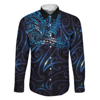 New Zealand New Year-Matariki Family Matching Mermaid Dress and Hawaiian Shirt Aotearoa Maori Tattoo Galaxy Sky LT03 Dad's Shirt - Long Sleeve Multicolor - Polynesian Pride