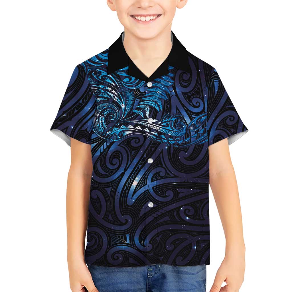 New Zealand New Year-Matariki Family Matching Mermaid Dress and Hawaiian Shirt Aotearoa Maori Tattoo Galaxy Sky LT03 Son's Shirt Multicolor - Polynesian Pride