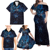 New Zealand New Year-Matariki Family Matching Off Shoulder Maxi Dress and Hawaiian Shirt Aotearoa Maori Tattoo Galaxy Sky