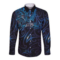 New Zealand New Year-Matariki Long Sleeve Button Shirt Aotearoa Maori Tattoo Galaxy Sky