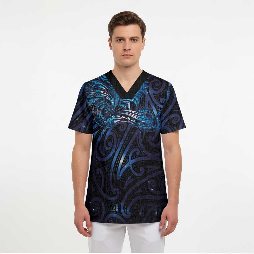 New Zealand New Year-Matariki Scrub Top Aotearoa Maori Tattoo Galaxy Sky