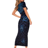 New Zealand New Year-Matariki Short Sleeve Bodycon Dress Aotearoa Maori Tattoo Galaxy Sky